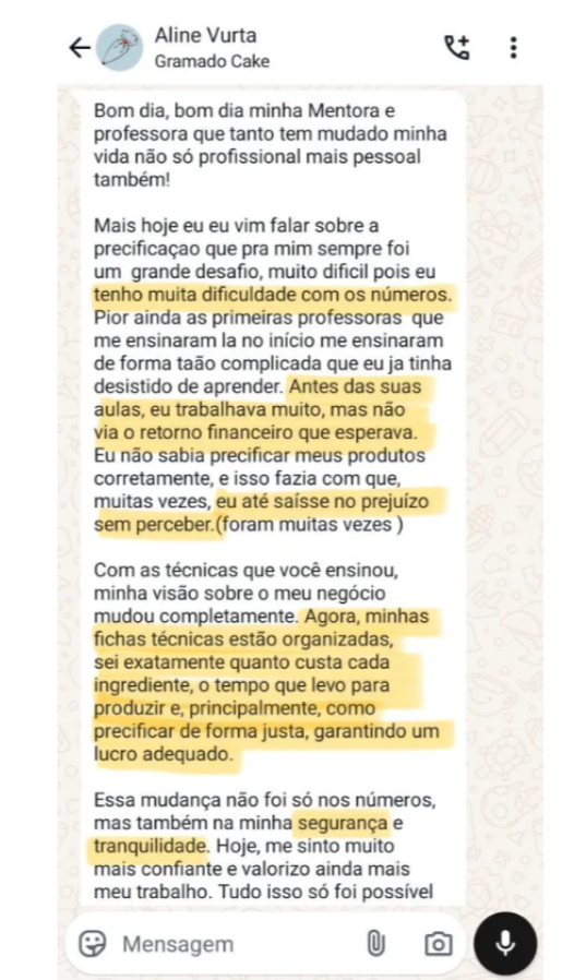 Depoimento real de aluna 6